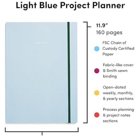NWOT Poketo Project Planner very light blu 12 Months Open-Dated, Tree-Free Paper - Picture 1 of 6